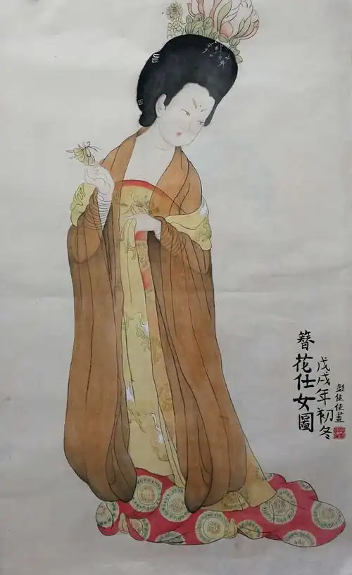 工笔人物画工美4班作业欣赏《簪花仕女图》