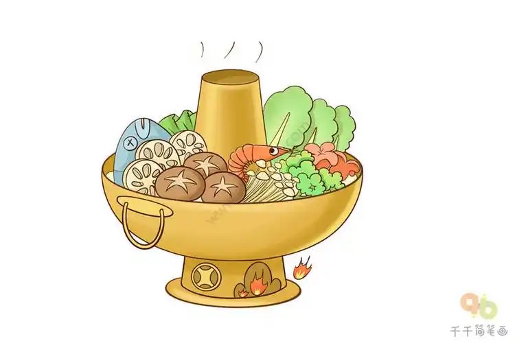 物体变简单巧画美味的火锅简笔画