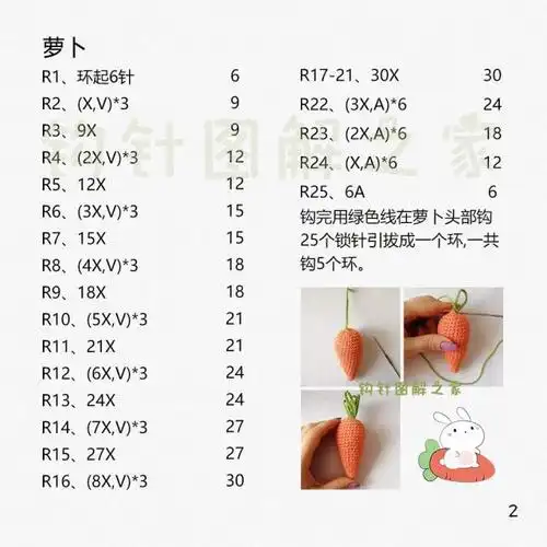 钩针图解丨小白兔的愿望,就是和最爱的胡萝卜在一起!