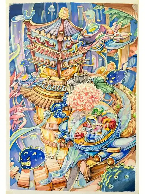 马克笔手绘插画示范