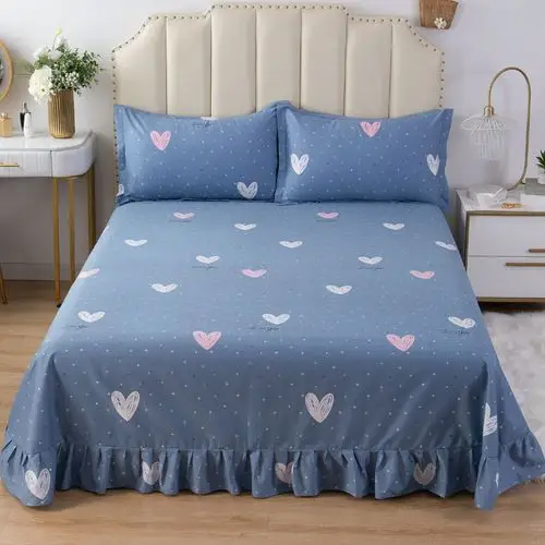 纯棉花边床单单件韩式全棉被单夏季加厚精梳床单