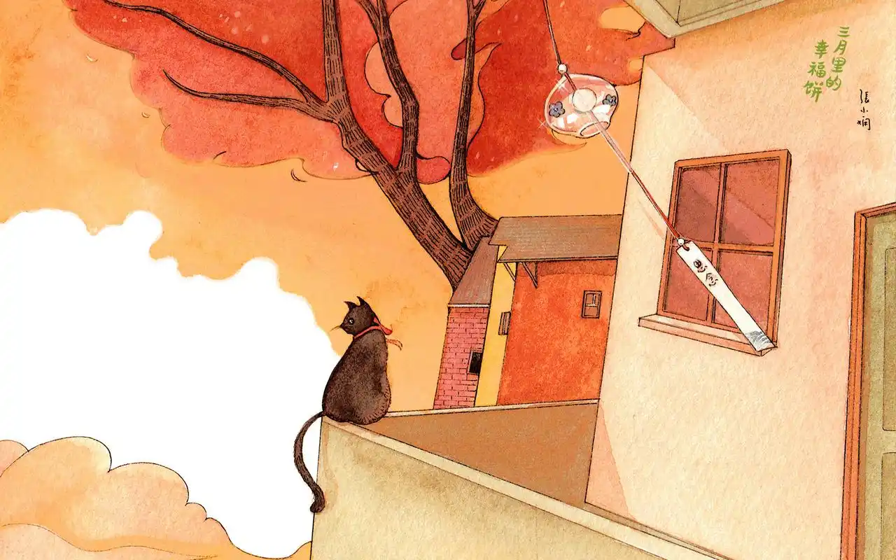 唯美手绘卡通插画张小娴伤感文字语录高清桌面壁纸(一),是美桌网www.w