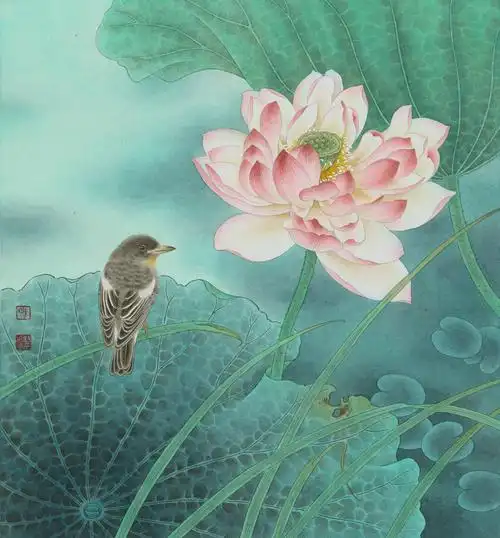 国画高清大图0008李科宏工笔画荷花高清图jpg花解语5218x5609pxjpg300