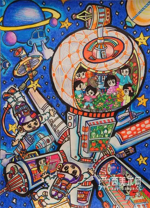 儿童科幻画《 小小飞行器》赏析