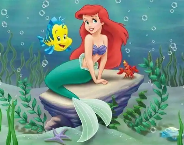 儿童画素材漂亮的美人鱼主题创意色彩装饰画海底世界美人鱼儿童画海底