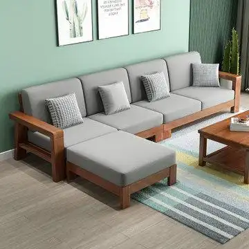 华南家具北欧简约现代全实木沙发新中式贵妃小户型客厅原木三人位木质