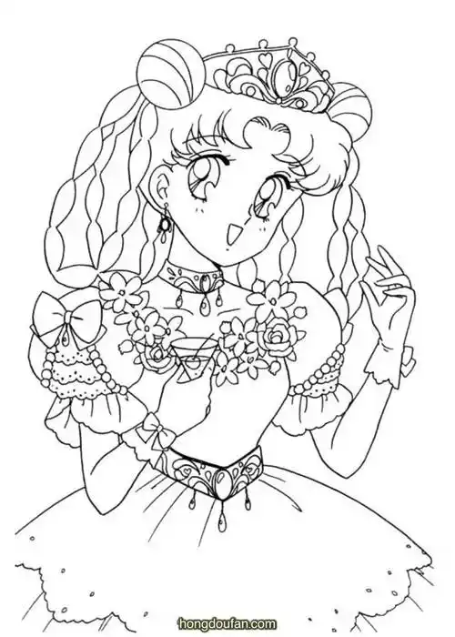 公主涂色,卡通,可爱,填色,填色大全,填色游戏,少女心,少女漫画,幼儿