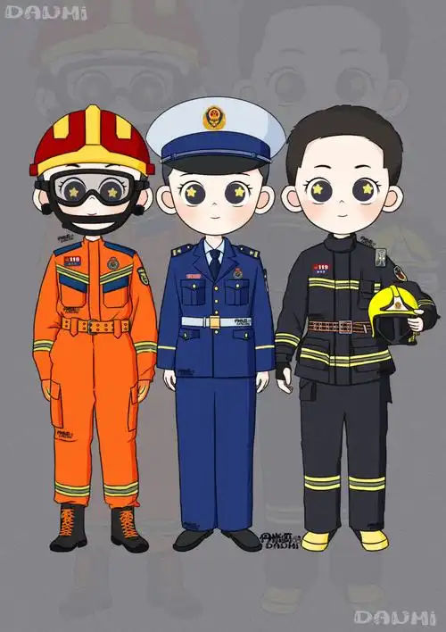 q版消防员q版蓝朋友