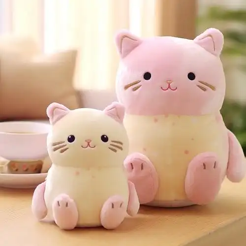 毛绒玩具抱枕靠垫新款珍珠奶茶玩偶跨境可爱猫咪公仔-阿里巴巴