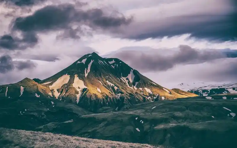 山峰,雪,云,黄昏 桌布 - 1280x800