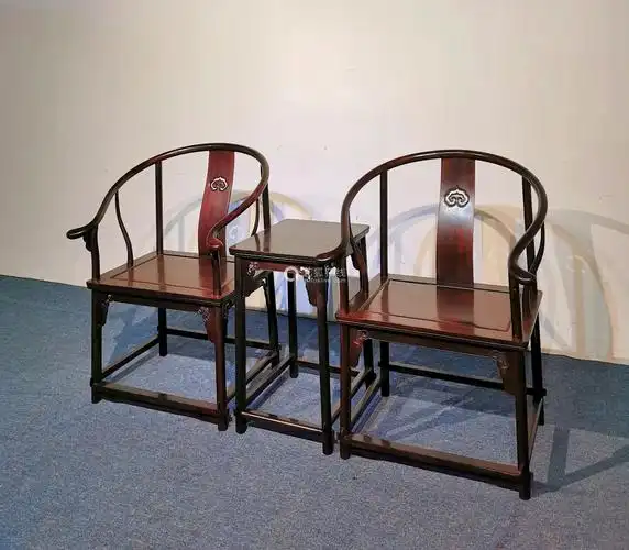 印度小叶紫檀圈椅三件套