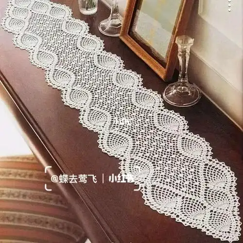 【图解】钩针手工编织 蕾丝餐巾桌布花片图案
