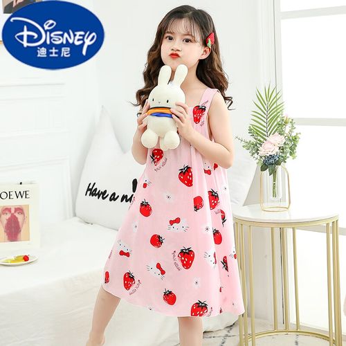 迪士尼(disney)儿童睡衣女夏季绵绸女童睡裙中大童公主吊带裙小女孩