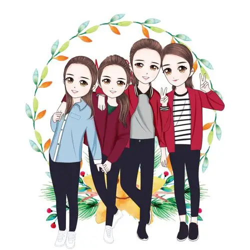 在结束的时候做了四个人的漫画!