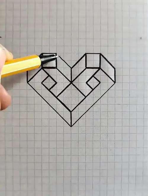 视觉艺术,绘制3d立体画爱心视觉错觉,超解压-度小视