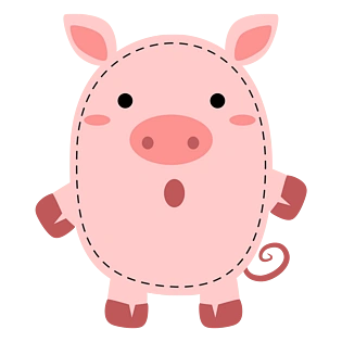 卡通可爱粉色的猪平面图插画