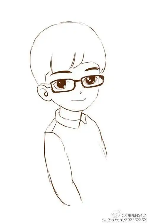 q版人物萌图简笔画男戴眼镜