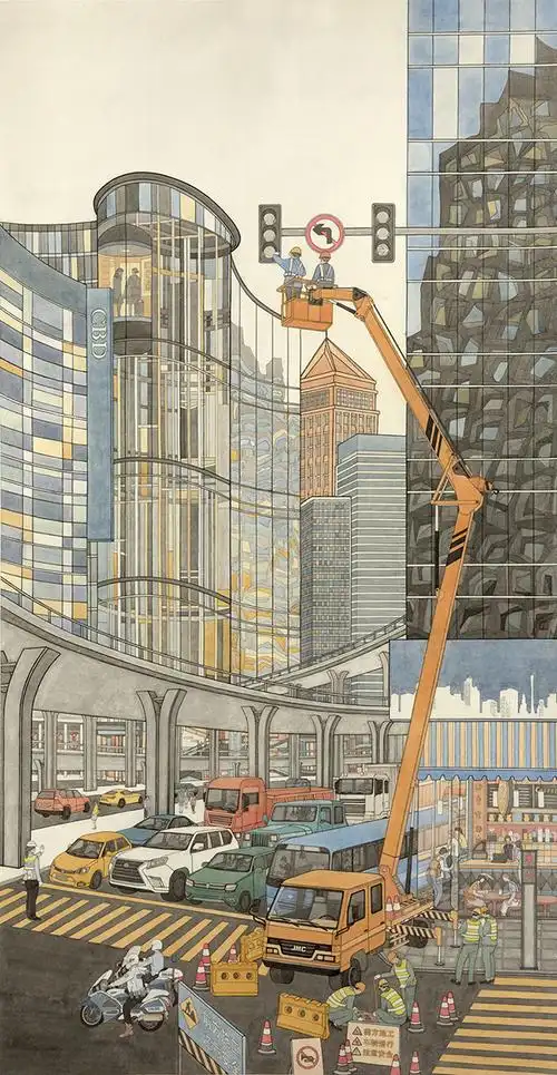 《城市一隅》  张娟   国画