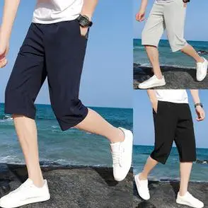薄款七分裤男夏季宽松冰丝外穿休闲运动潮流男士短裤