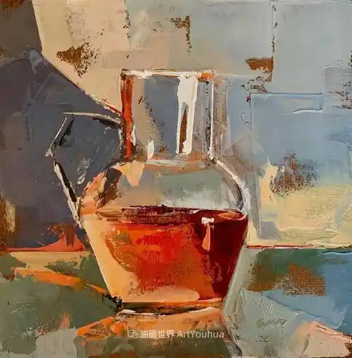 超美的色块笔触粗犷却又极具质感的静物油画