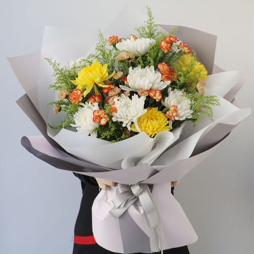 清明节同城速递黄白菊花鲜花花束祭祀扫墓鲜花花圈丧篮葬礼北京上