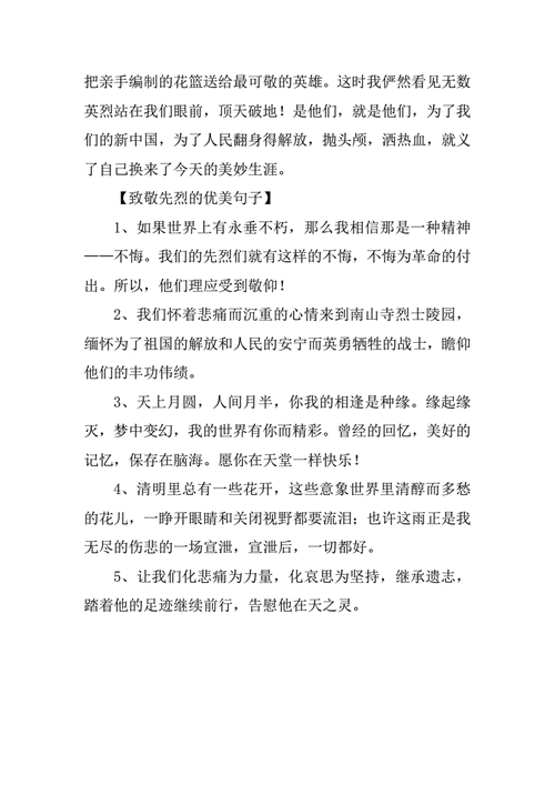 缅怀革命先烈的优美句子doc2页