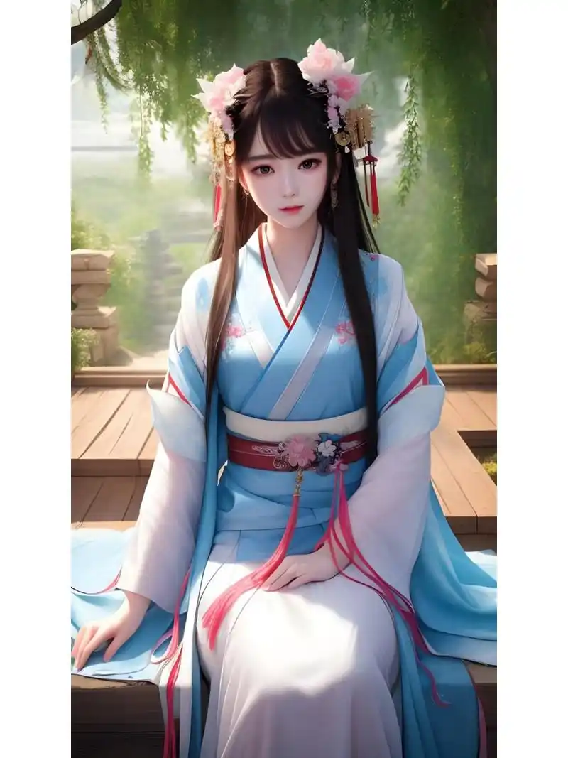 国风古风汉服女孩,动漫二次元绘画人物