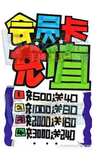 视频教程会员卡充值手绘pop海报