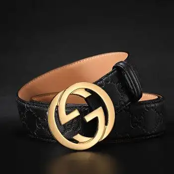 古驰(gucci)皮带男真牛皮商务品礼物c感年轻人 黑色金扣 长度105cm