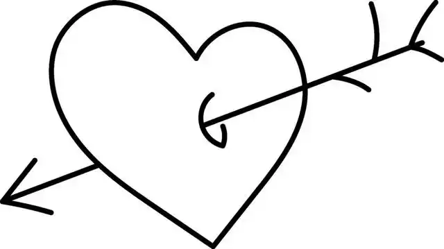 简约黑白爱心箭简笔画