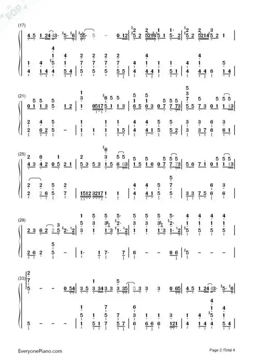 戒烟-李荣浩双手简谱预览2-钢琴谱文件(五线谱,双手简谱,数字谱,midi