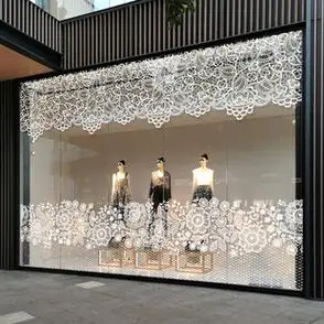 店装饰玻璃贴膜自粘橱窗蕾丝花边甜品咖啡店布置贴纸网红餐厅女装