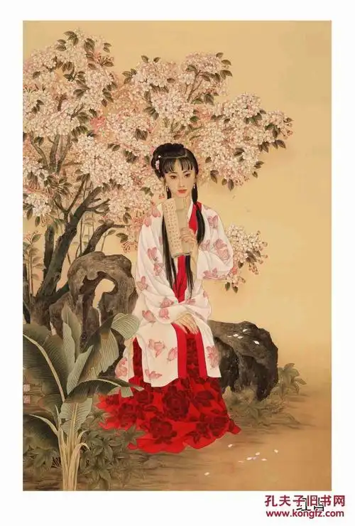 非明信片卡片工笔仕女图郭慕熙 等绘14张