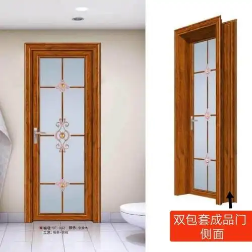 凯睿 定做加厚单包边钛镁铝合金厕所浴室双钢化玻璃门厨房卫生间平