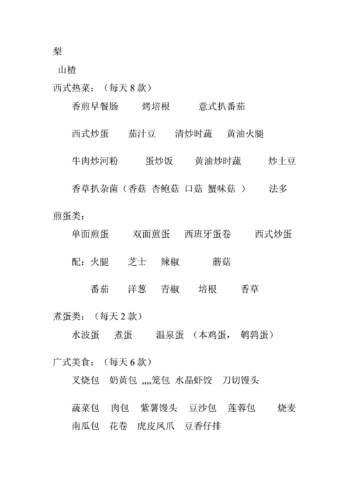 西餐早餐自助菜单.doc