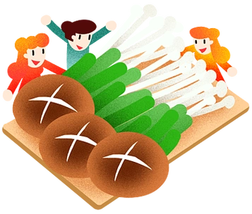 卡通手绘火锅蔬菜拼盘青菜金针菇香菇中式海报创意高端美味串串香菜单