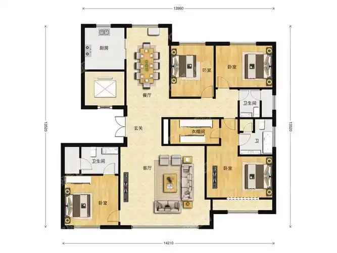 奥体金茂府楼盘-4室户-户型图