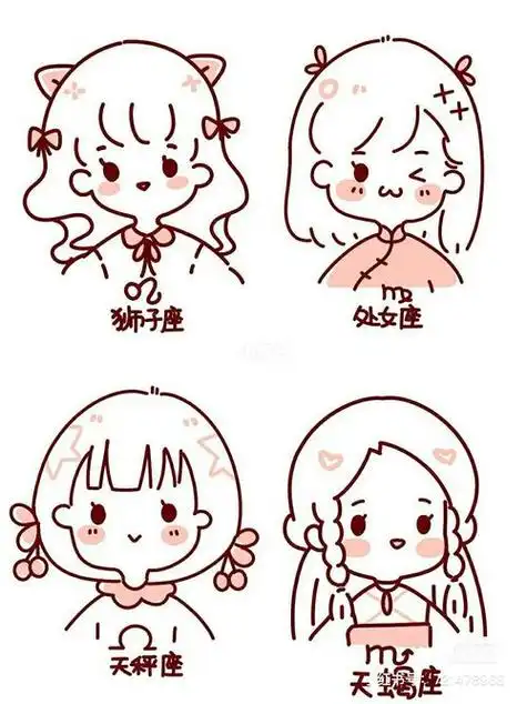 星座简笔画十二星座文化十二星座 可爱卡通简笔画 十二星座公主动漫