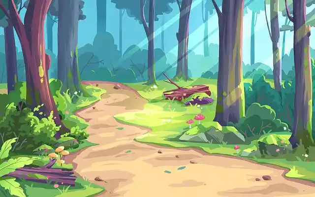 森林场景卡通风景插画jpg素材森林插画