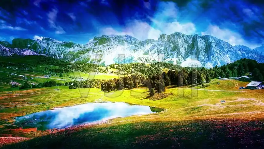 雪山草原自然风光背景