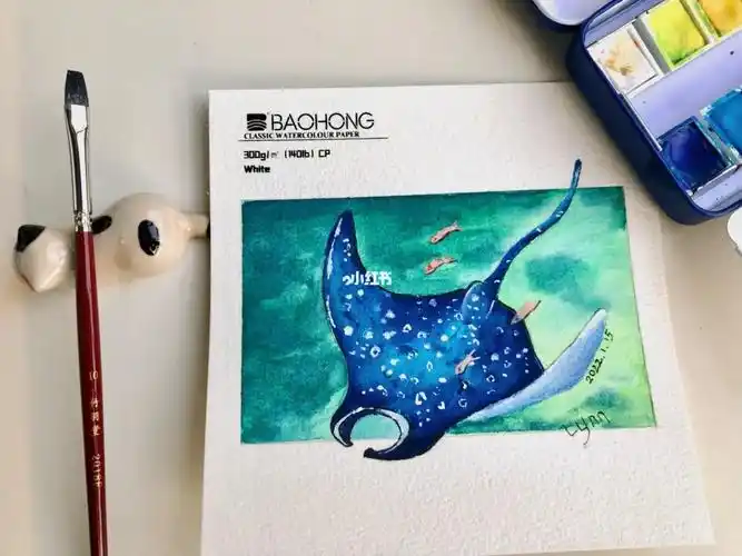 水彩  #魔鬼鱼  #水彩画  #寻找小红书绘画大神  #我的绘画成长史