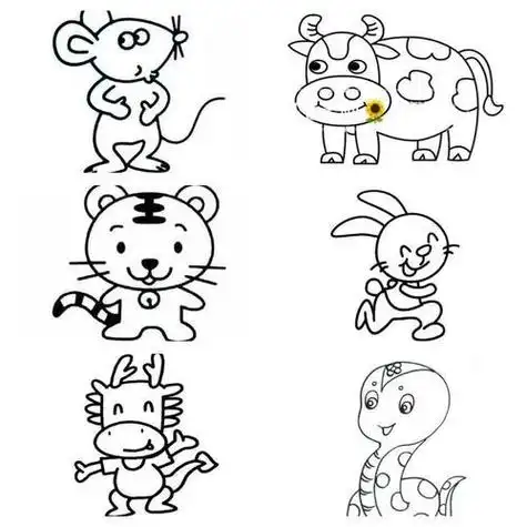 说起十二生肖绝对是无人不知无人不晓,幼儿园12生肖简笔画虎虎生威