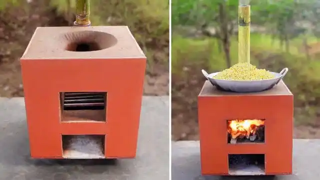 自制户外柴火炉崩一锅爆米花很不错这动手能力让人佩服