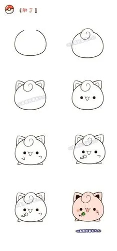 教你画一只可爱又活泼的宠物小精灵简笔画素材