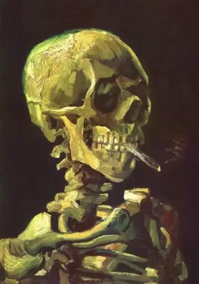 《一具燃烧着香烟的骷髅头》梵高