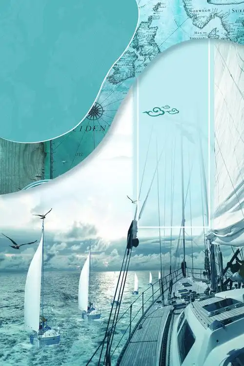 邮轮旅行户外海报清新画册封面背景素材