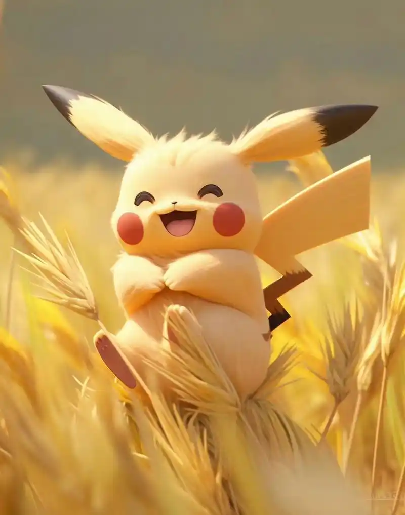 无水印可爱皮卡丘背景图来啦,皮卡丘笑的好开心呀,也可以当壁纸用起来