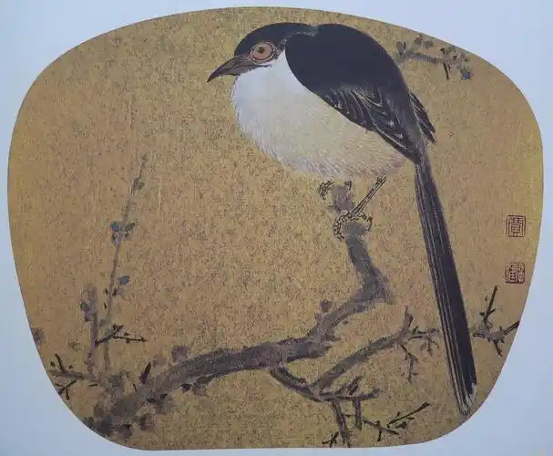 贾广健没骨花鸟扇面作品