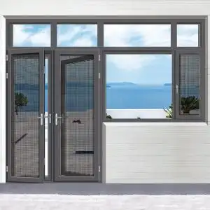 【平开防盗纱窗纱门金刚网带锁图片】平开防盗纱窗