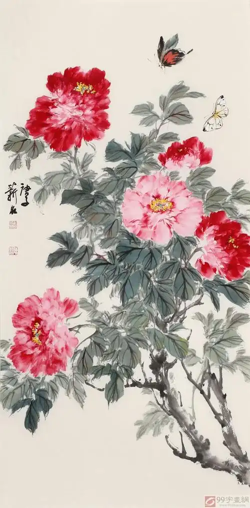 陈薪名 三尺《花开富贵》中美协会员 第六届全国花鸟画展金奖获得者